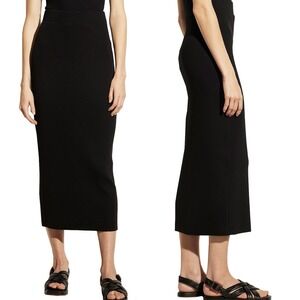 Vince NWT Black Ribbed Pencil Skirt Fitted Stretchy Minimalist V735983668 sz XXS